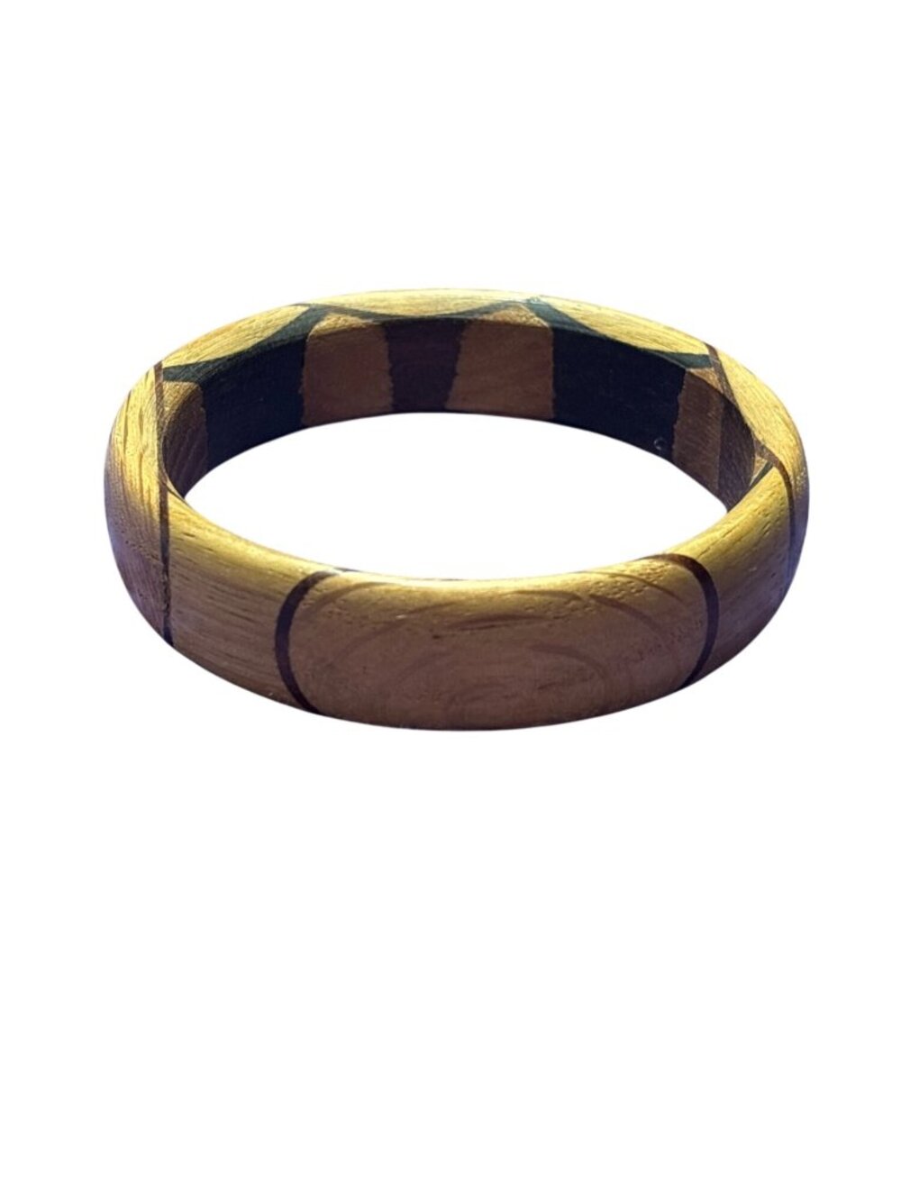 2 Tone Brown Wooden Bangle Bracelet 8 inches Boho